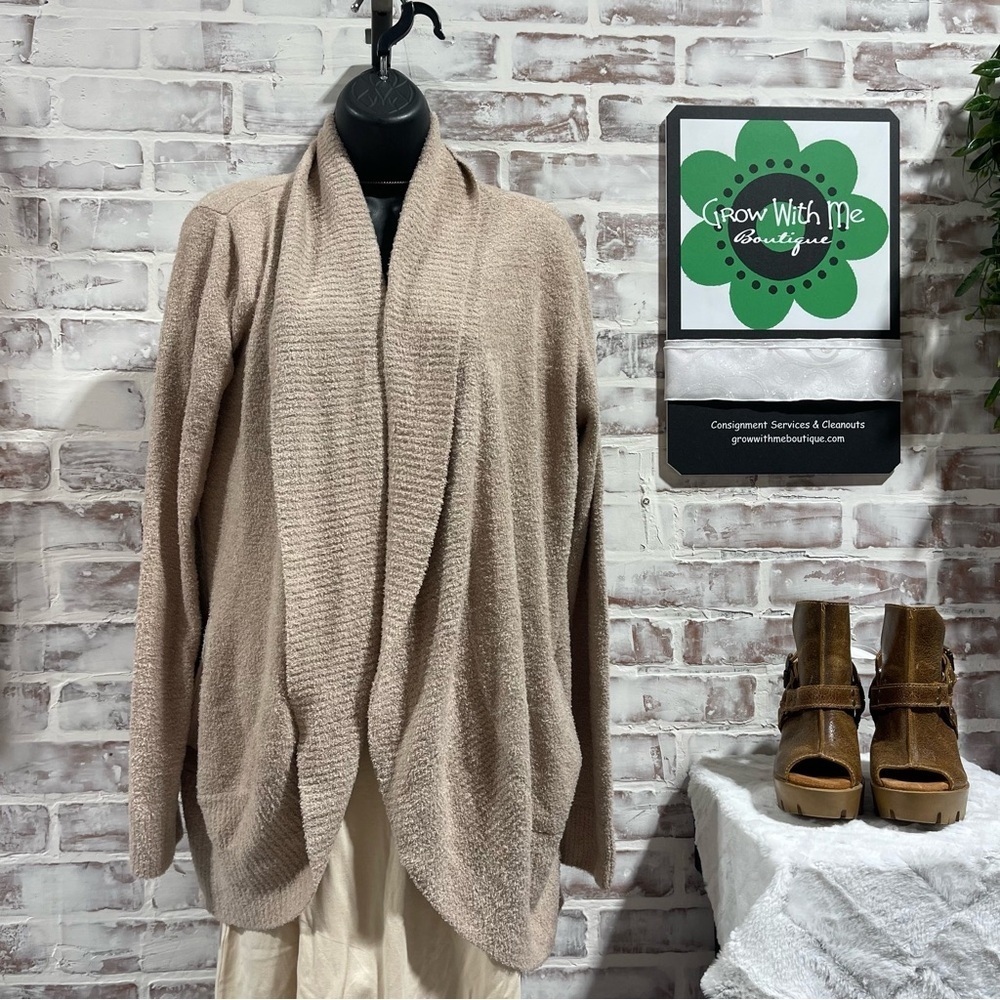 Barefoot Dreams Tan Women's taupe Cardigan  large circle cardigan NWT